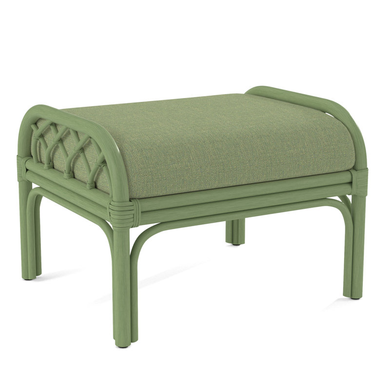 Edgewater Ottoman, Celery, White Performance Fabric; 0851-94
