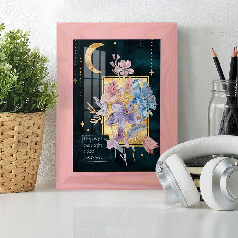 Toile encadrée de qualité supérieure Moonlight Flowers III - prête à être accrochée, H 6 po x l 4 po x P 1 po