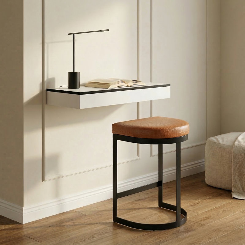 Tabouret de bar Terra Noir Luxe, Noir, Orange