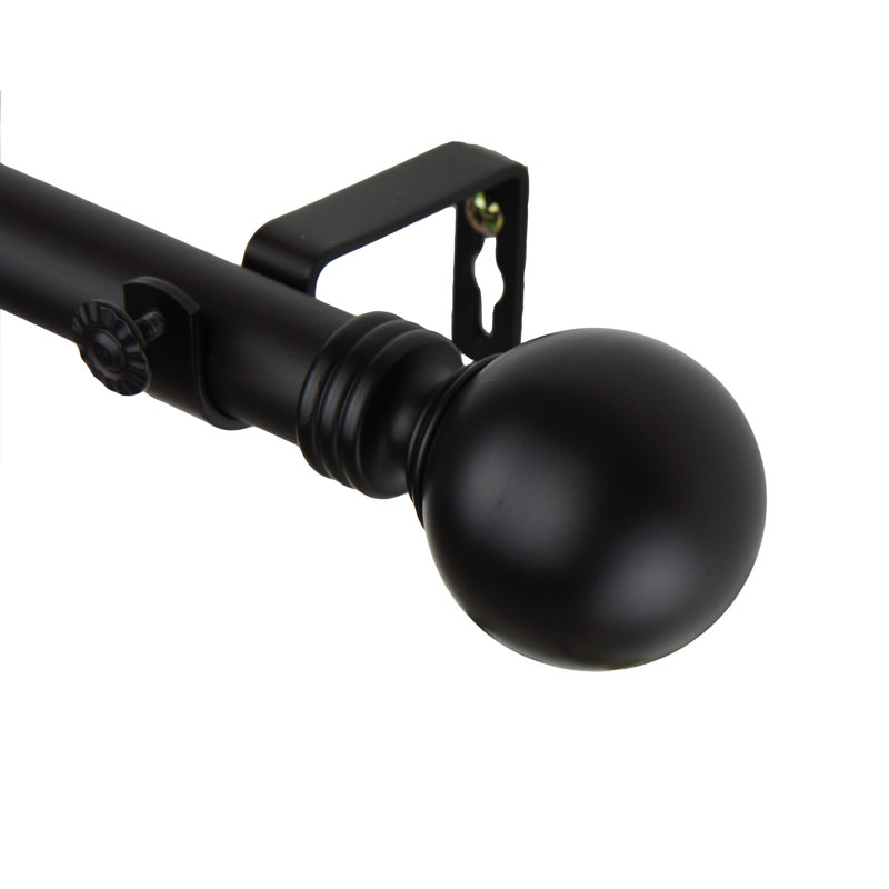 Orpha Steel Adjustable Single Curtain Rod, Black, 66" - 120"