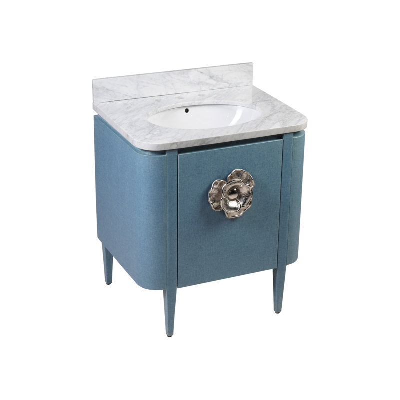 Briallen 30" Vanity With Oval Undermount Sink, Polished Nickel, Lacquered Blue