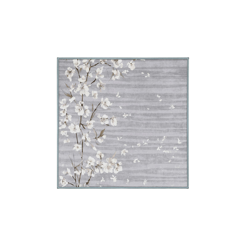 Machine Washable Blue Area Rug, Square 4'