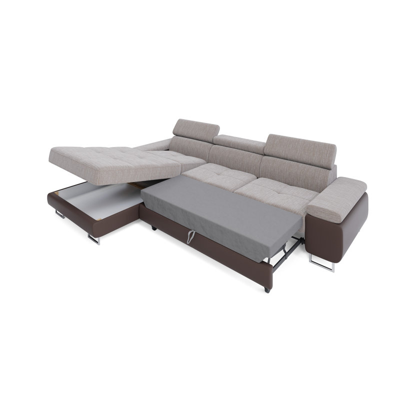 Calissa 3 Seater Corner Sofa , Beige/Brown - Kornet04/Dolaro33, Left -sided