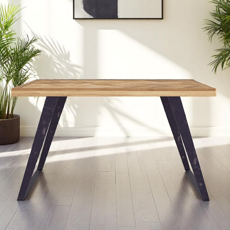 Agra Metal Base Dining Table, H76 x L135 x W90cm