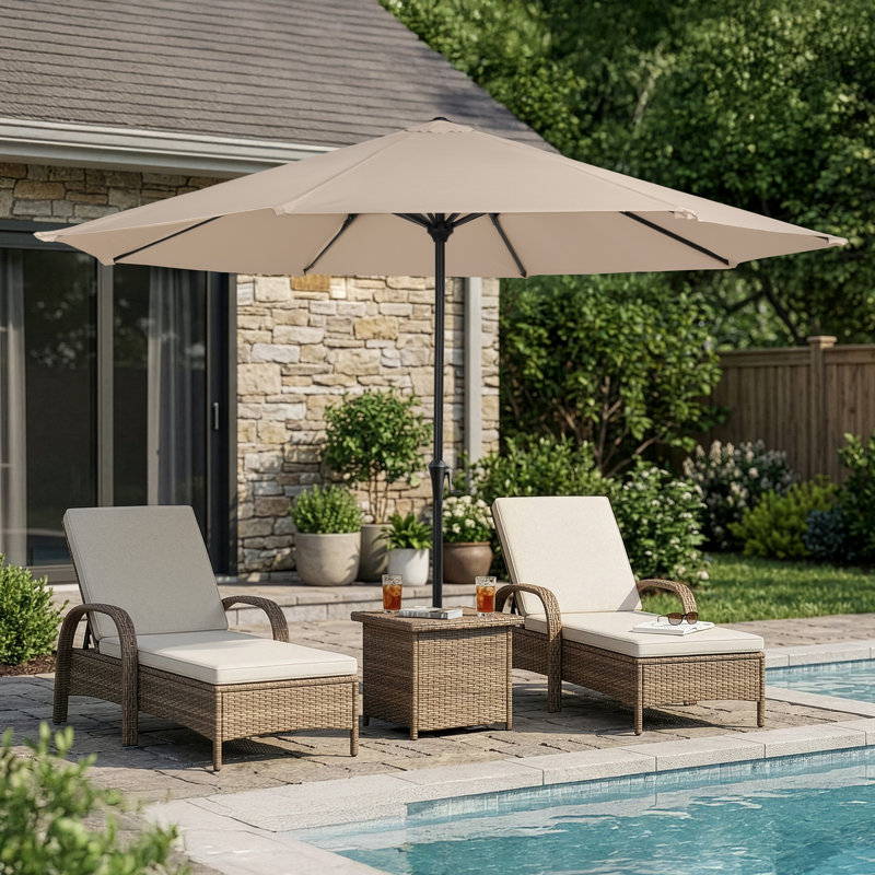 Parasol de patio rond de 9 pi - Parasol d'extérieur à auvent ventilé facile à manivelle - pour terrasse, balcon, porche, cour ou piscine par Pure Garden (sable)