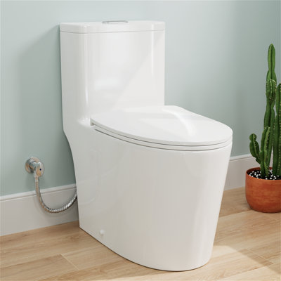 Toilette allongée une pièce à double chasse 1,1 / 1,28 GPF, certifiée Water Sense, hauteur du fauteuil confortable avec surface vernie antimicrobienne (siège inclus)