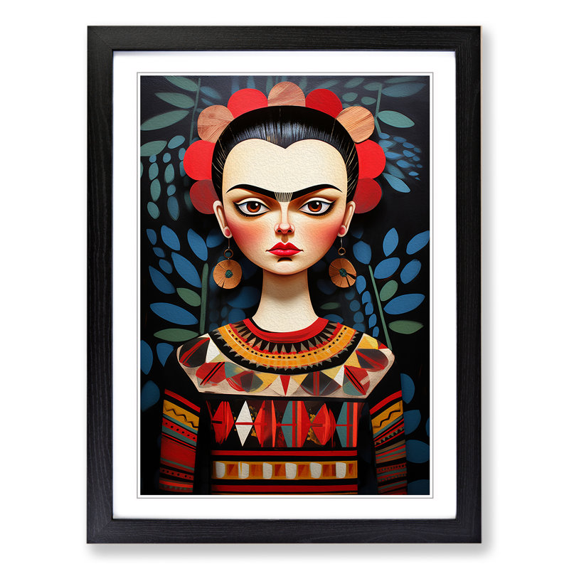 Frida Kahlo Constructivism - Framed Print, Black, 64cm H x 46cm W x 2cm D
