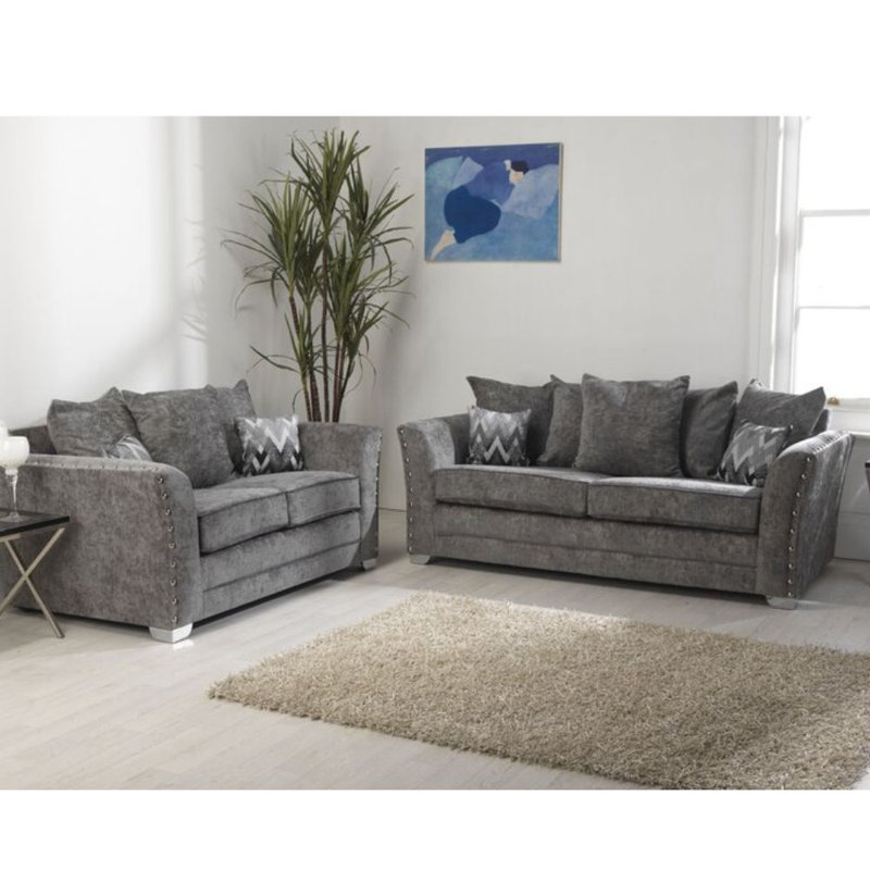 Sinta 2 Seater Chenille Sofa, Platinum Chenille