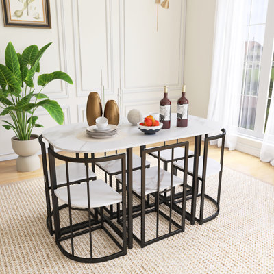 7-Piece Iron Frame Modern Dining Table Set