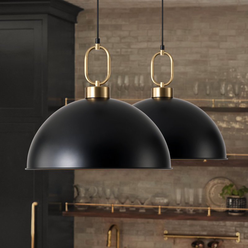 Worthing 1-Light Modern Farmhouse Single Dome Kitchen Island Pendant Light, 15.94" H x 18.11" W x 18.11" D