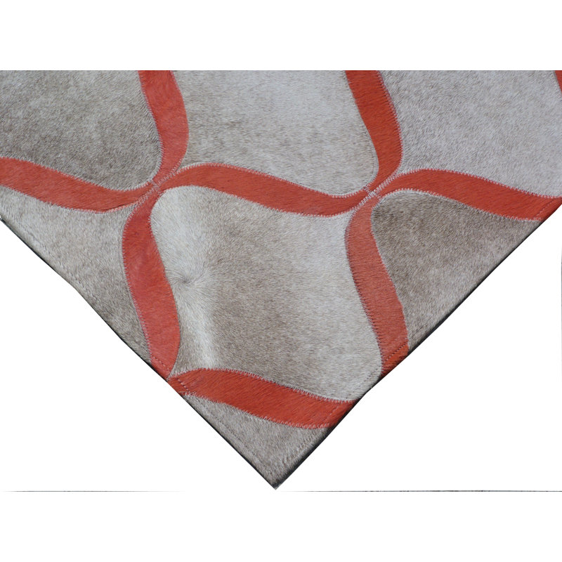 Natural Hide hand-tufted Leather Hide Silver/Terracota Area Rug