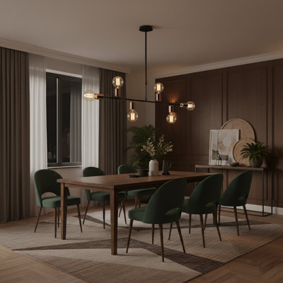 Lustre spoutnik linéaire moderne à 6 lumières