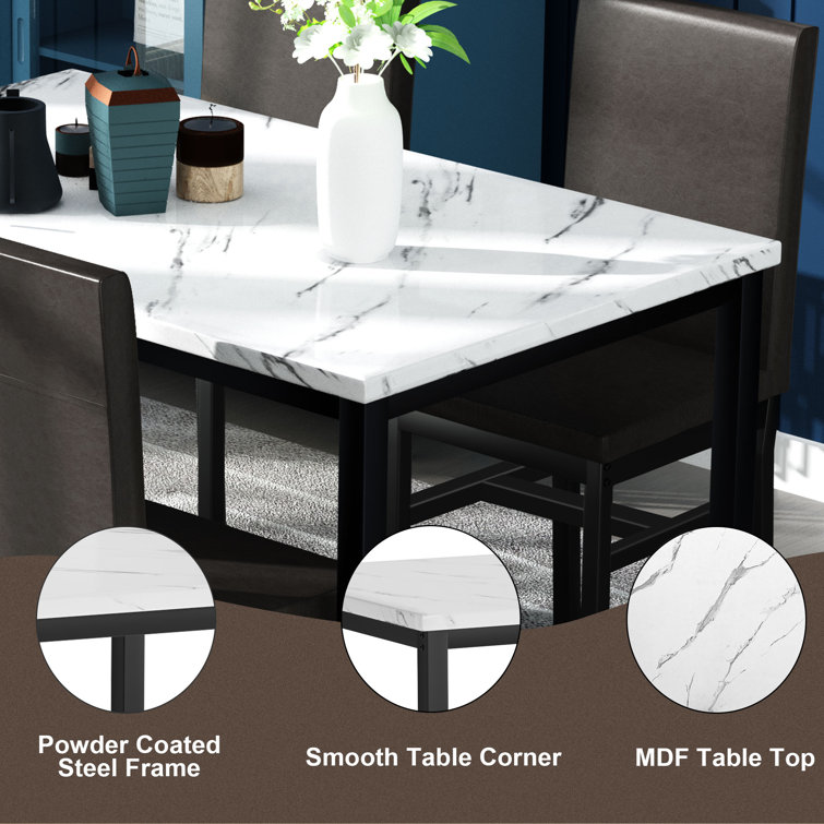 Jakahri 3 - Piece Dining Set Latitude Run® Table Top Color: White