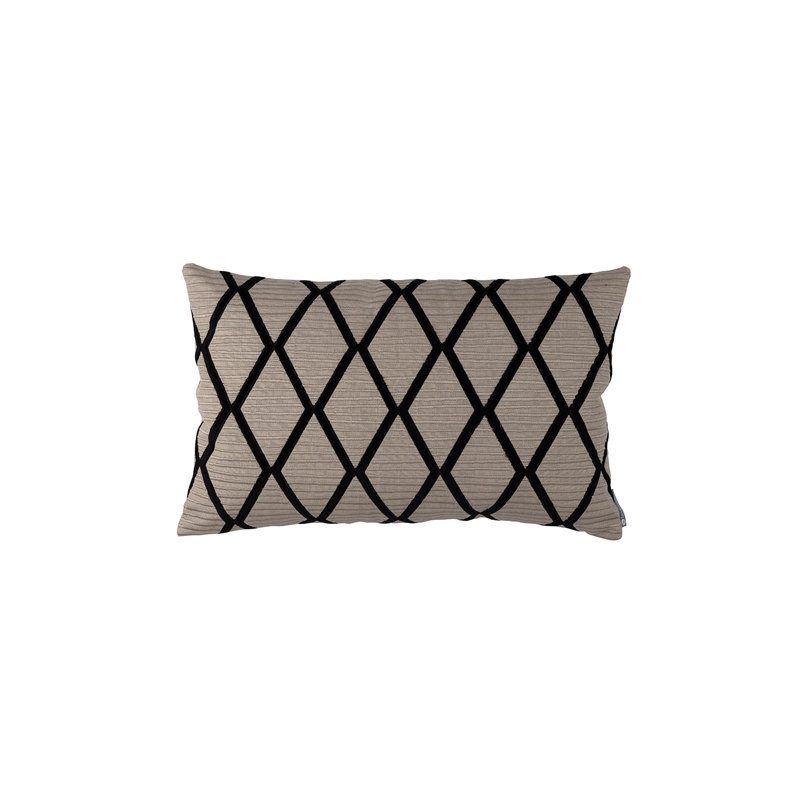 Brook Lumbar Pillow Cover & Insert, Dark Sand/Black, 14" x 22"
