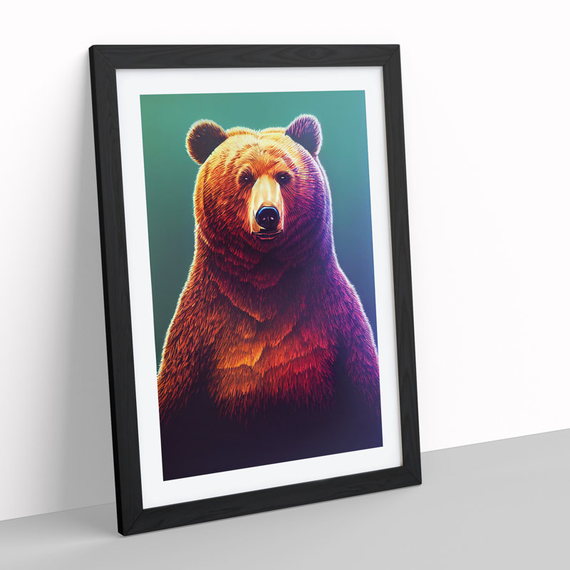 Grizzly Bear No.1 - Framed Print, Black, 64cm H x 46cm W x 2cm D