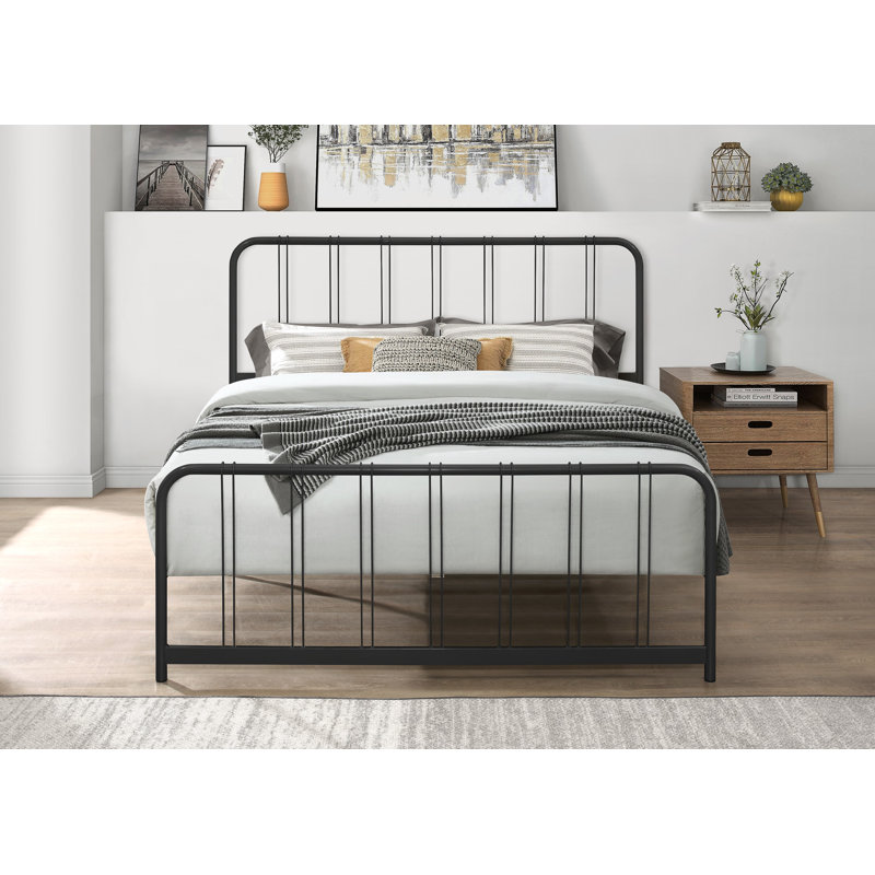 Emden Metal Slat Bed, Black, Full / Double
