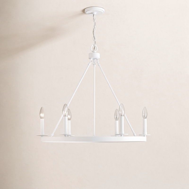 Lustre 6 lumières façon bougie Fontanne, E12/candélabre, Non, Blanc bisque