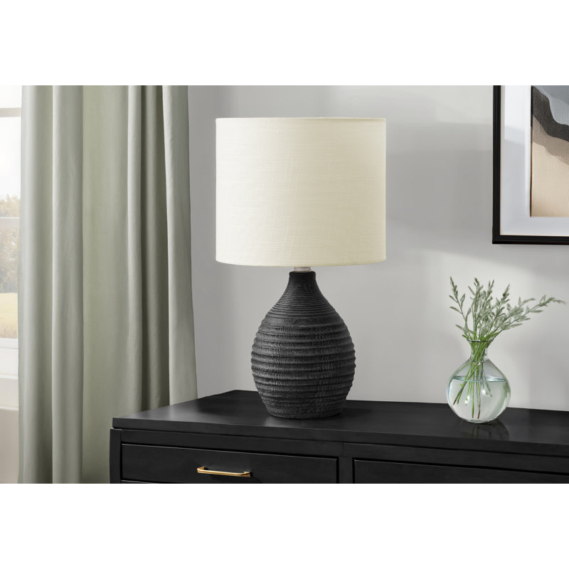 Lighting, 16.5"H, Table Lamp, Resin, Ivory / Cream Shade, Contemporary, Modern, Gray