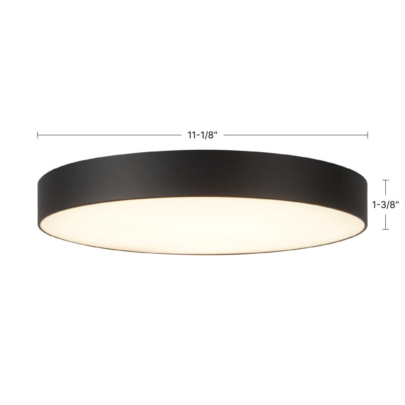 Musa 11-in Black dimmable LED Flush Mount, Nickel