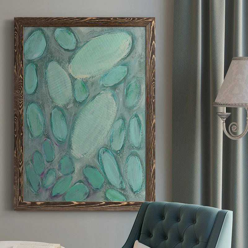 Duritsa Blue Orbs II Framed On Canvas Print, Walnut, 43.5" H x 31.5" W x 1" D