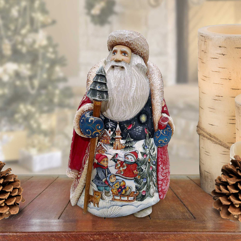 Masterpiece Wood Carved Snow Play Day Figurine