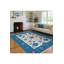 Tapis bleu tissé à motif floral lavable Mosso-307075304