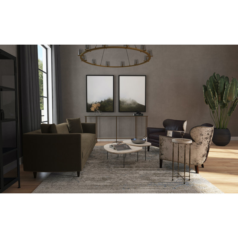 Kato Leather Club Chair with Dark HOH, White/Brown
