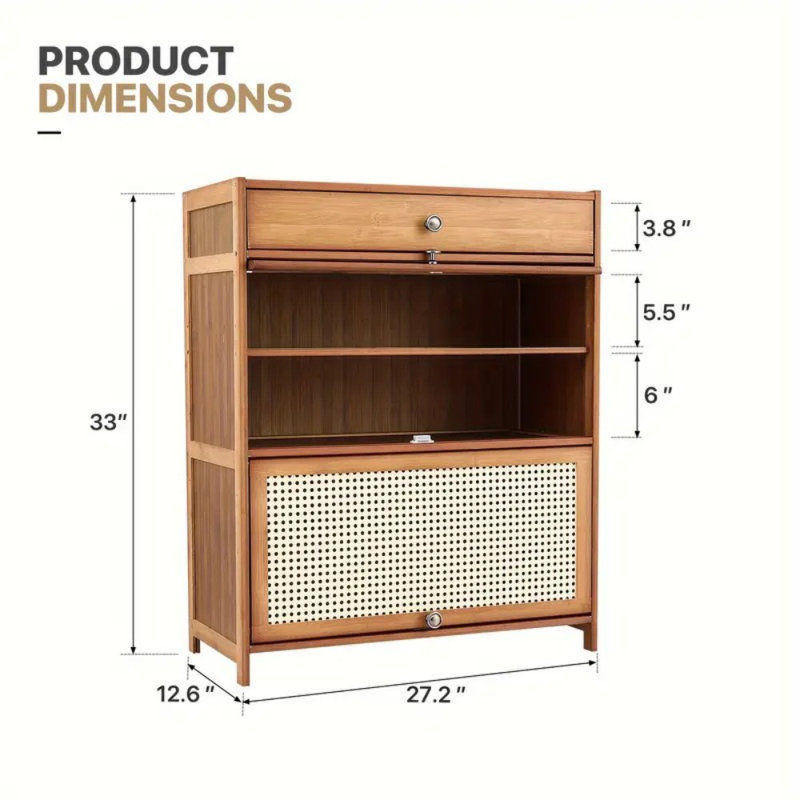 4-Tier Bamboo Shoe Cabinet - Freestanding Shoe Storage With Drawer And Legs For Entryway