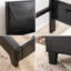 Grand lit plateforme en tissu d'ameublement noir Pu