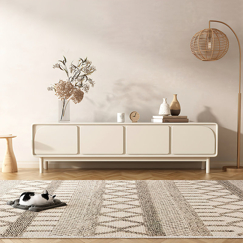 78.7"W Modern Storage TV Stand Beige Style Sideboard
