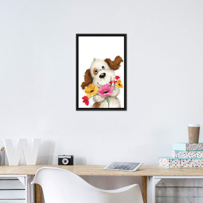 «Dog with Flowers II» par Makiko - reproduction d'art