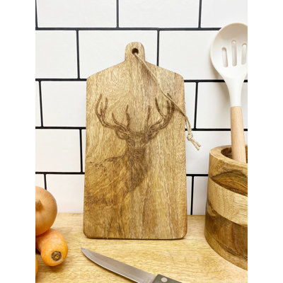 Stag Engraved Wooden Cheese Board