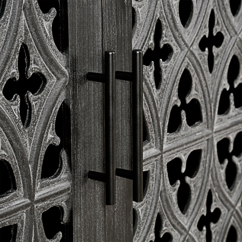 Hollow Four Door Antique Cabinet, Antique Black