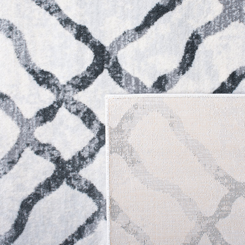 Peaks Geometric Ivory/Gray Area Rug, Rectangle 4' x 6'