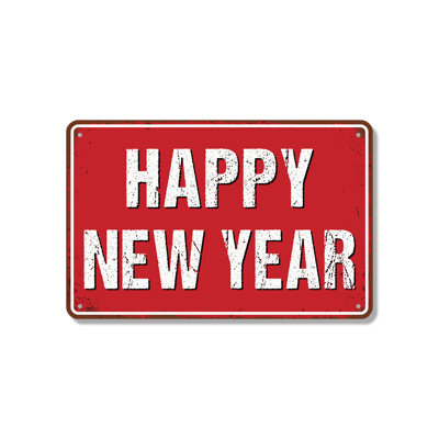 Happy New Year Street 18 Inch x 24 Inch Novelty Aluminum Sign