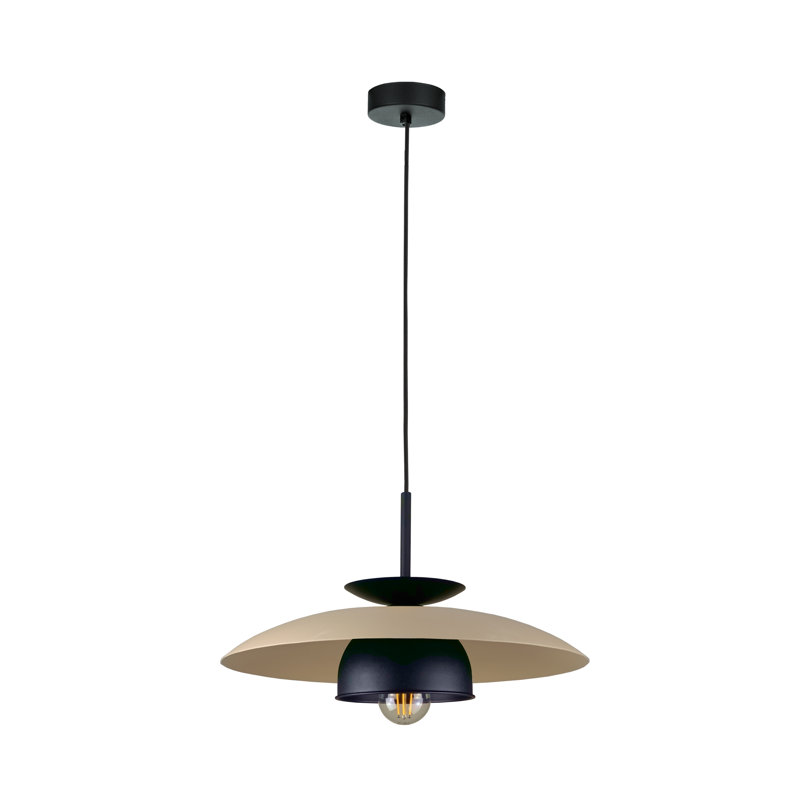 1 - Light Matte Black Dome Pendant, Latte/Black