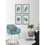 Turquoise Drips - ensemble de 4 reproductions encadrées sur papier-31898793