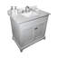 Dessus de meuble-lavabo Montary en pierre de Carrare blanc de style nouveau avec lavabo rectangulaire encastré en céramique et dosseret avec 3 trous de robinet pour l'armoire de salle de bain