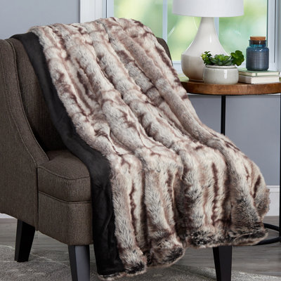 Plymouth Home Faux Fur Throw Blanket - Soft, Luxurious, Hypoallergenic Premium Faux Chinchilla Fur Cover with Plush Mink Back and Gift Box