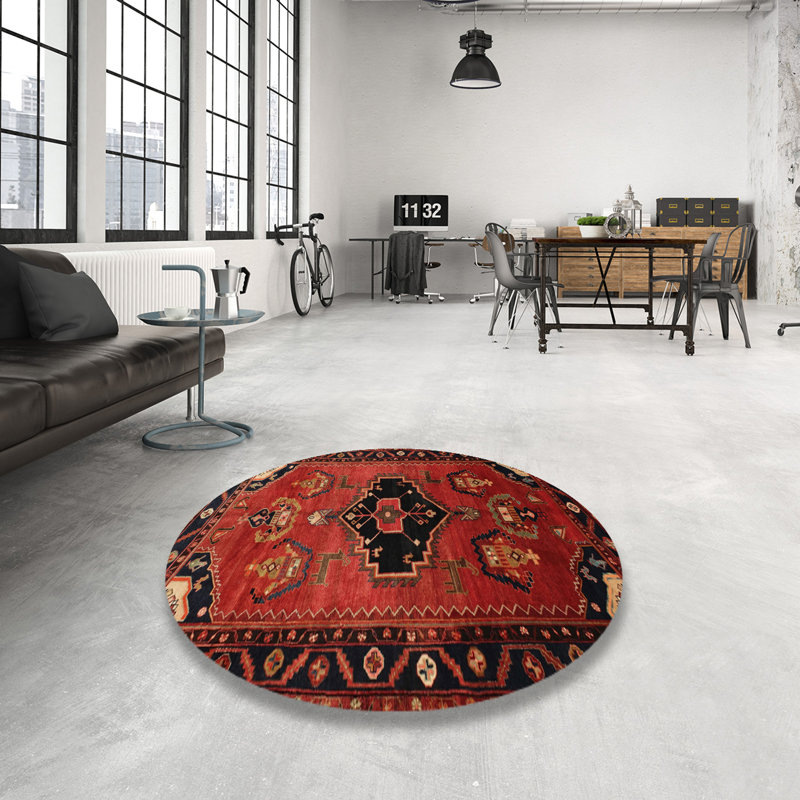 Tapis rouge à motif sud-ouest, Rond 8 pi