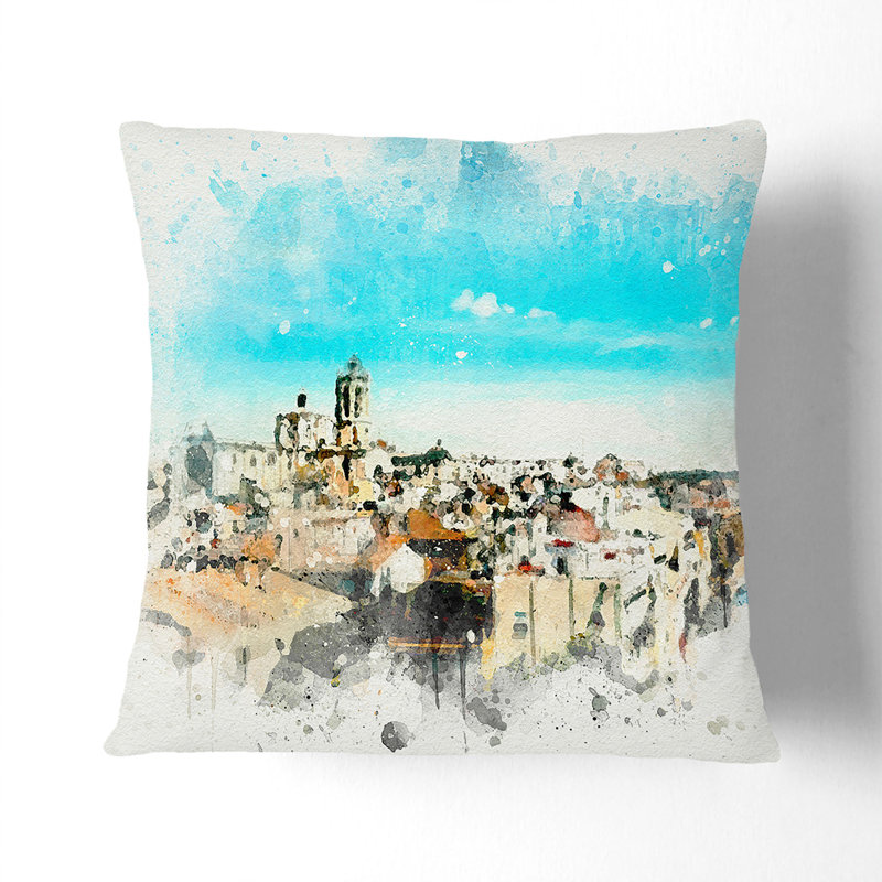 Abstract Square Cushion, 40cm H x 40cm W x 15cm D, White
