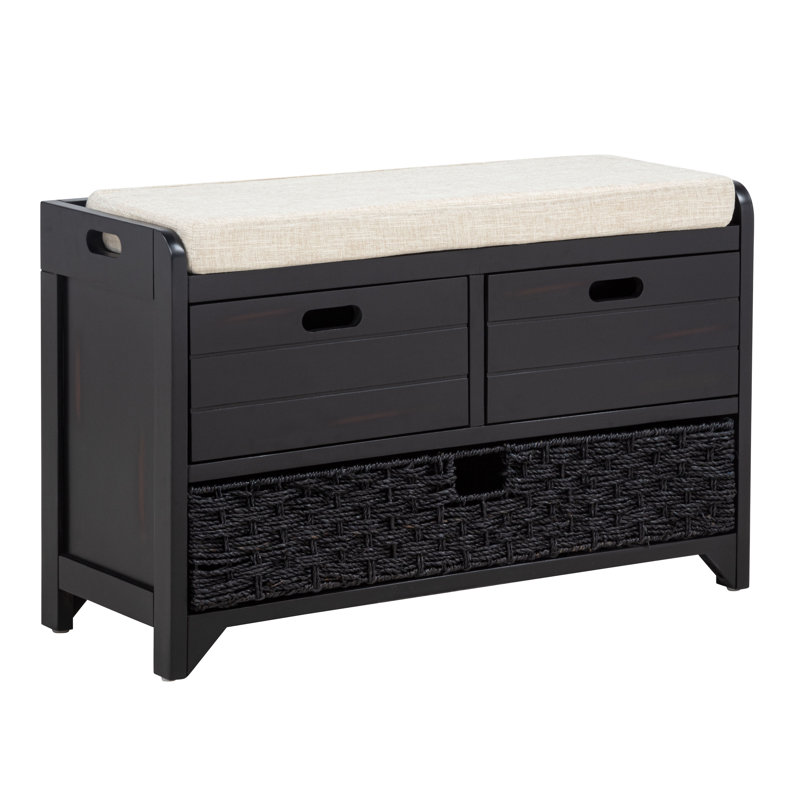 Thomasine 3 Drawer Storage Bench , Black