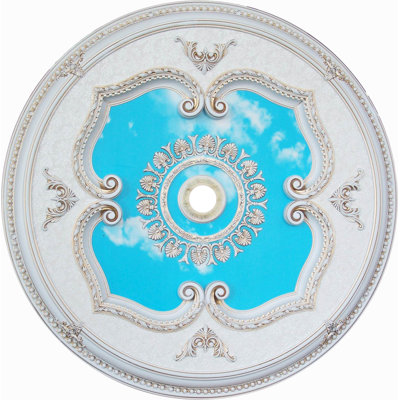 Round 43" Antique White Ceiling Medallion Blue Sky Motif