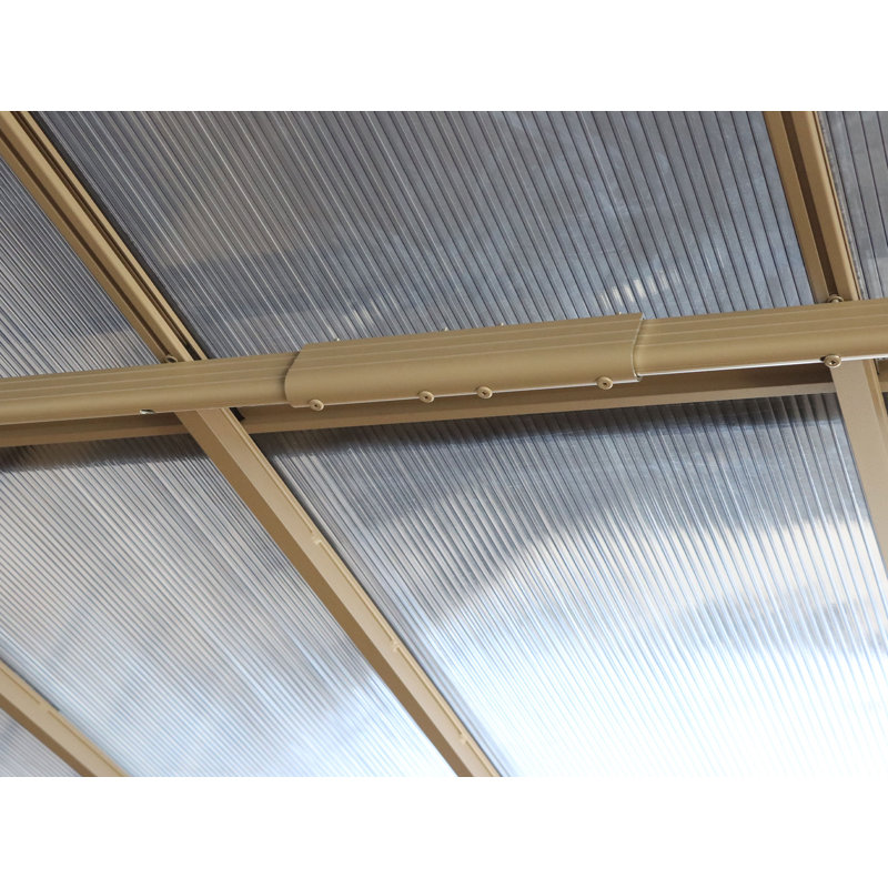 Gazebo Penguin Florence 3 m x 3,6 m, toit en polycarbonate, fixation murale - Sable, Brun