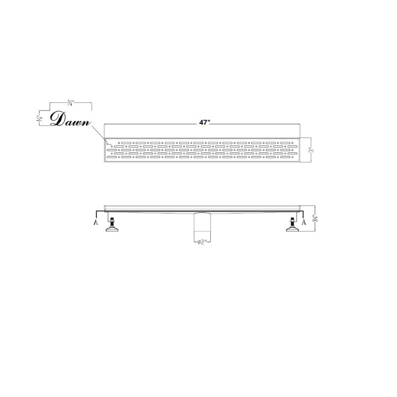 Rio Orinoco River Series 47 Inch Long Stainless Steel Linear Floor Shower Drain