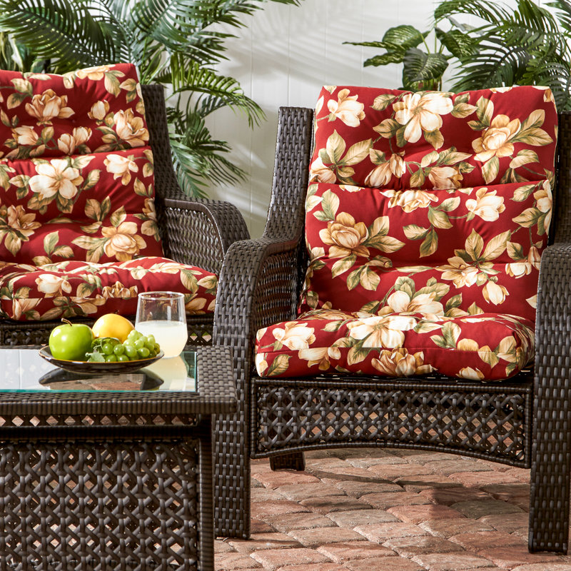 Coussin de chaise d'extérieur à dossier haut Lester, Floral Roma, 2