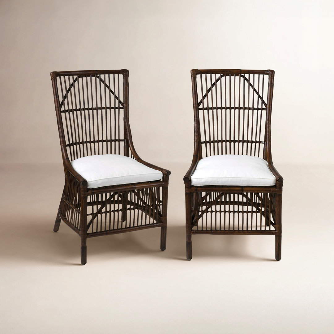 Barkley Wicker/Rattan Slat Back Side Chair (Set of 2) Birch Lane™ 