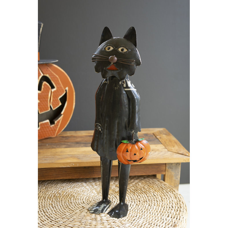 Chat d'Halloween debout debout en fer recyclé Kalalou