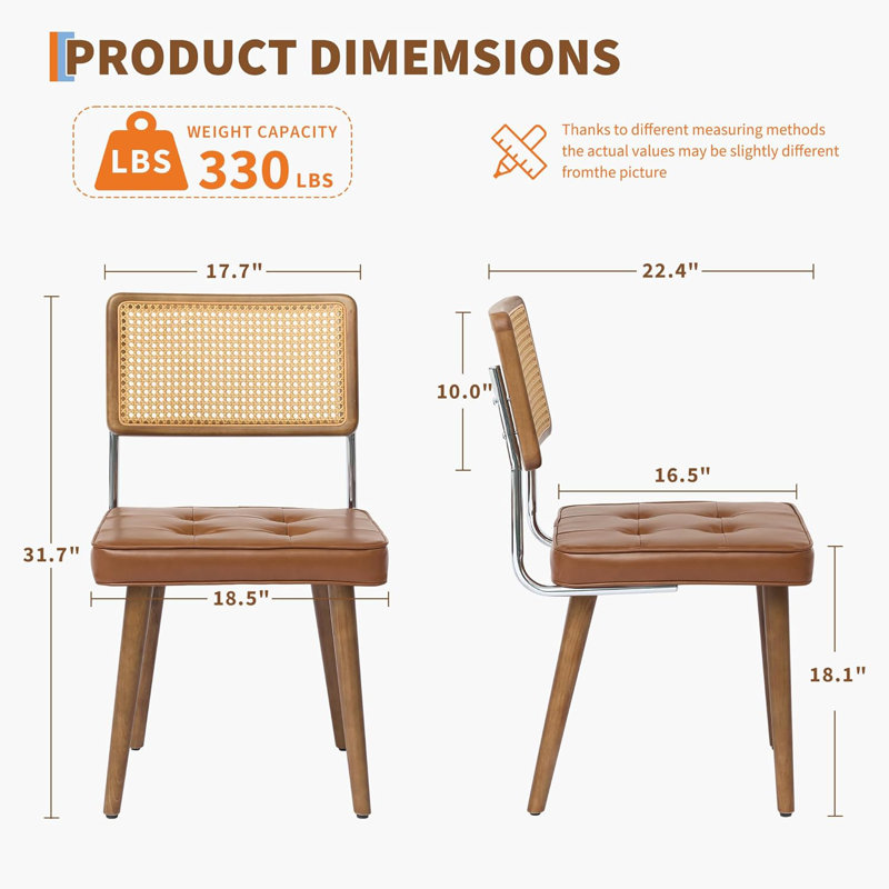 Chaises de salle à manger en rotin naturel, chaises de cuisine rembourrées en velours avec dossier haut canne