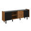 Meuble télé Mid-Century moderne avec 3 armoires, console multimédia pour téléviseur de 70 po ou moins, centre de divertissement et solution de rangement idéaux-2080332612